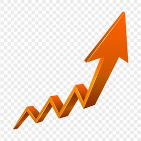 HD 3D Upward Growth Orange Arrow PNG