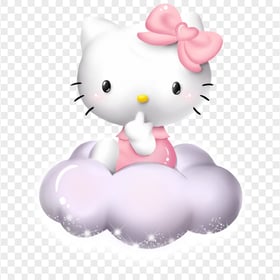 Cute Hello Kitty on Cloud Illustration HD Transparent PNG