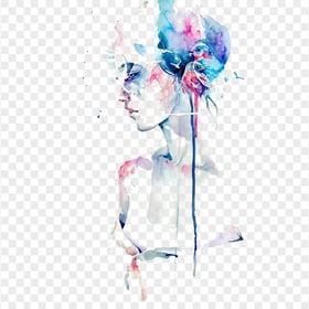 Watercolor Painting Woman Portrait Abstract Art