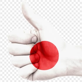 HD Japan Flag Painted On Thumbs Up PNG