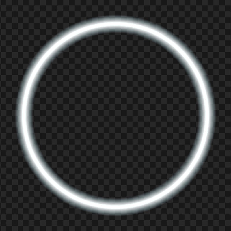 HD White Circle Glowing Neon Frame Border PNG