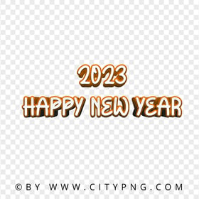 2023 Happy New Year 3D Orange Text PNG Image