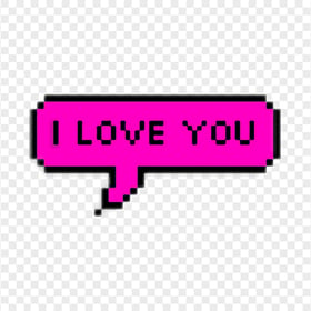 HD I Love You Pink Bubble Text Message PNG