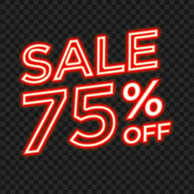 75% Off Sale Neon Red Sign HD PNG