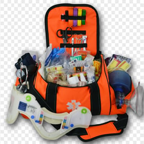 Opened First Aid Bag With Medical Equipment