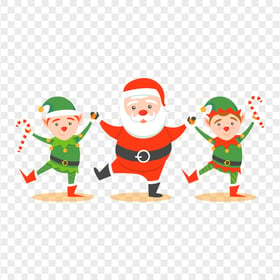 Vector Cartoon Santa Claus And Elf Characters PNG