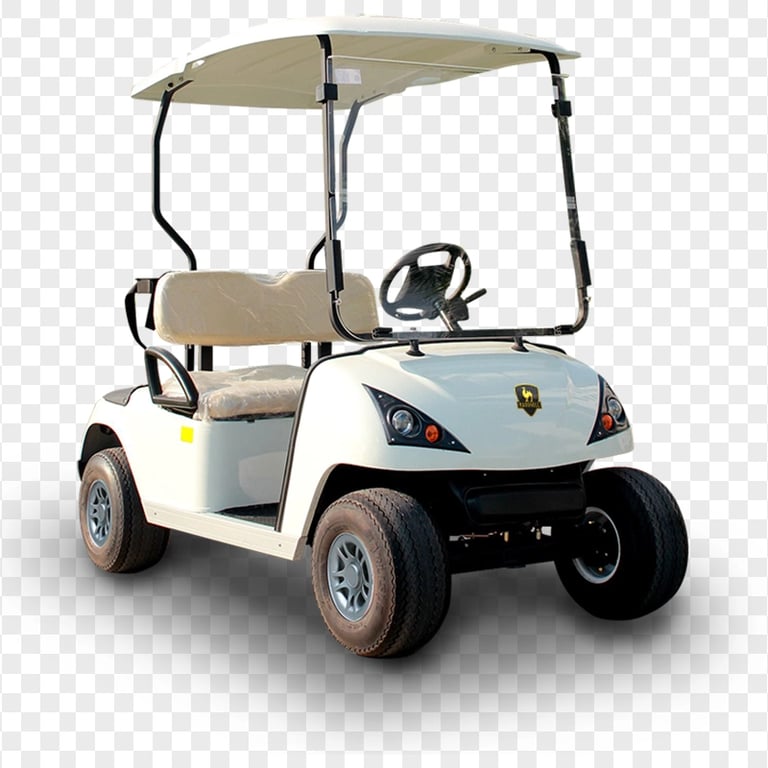 Golf Buggies White Cart Corner Front View