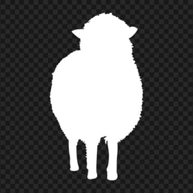 White Sheep Silhouette Front View PNG Image