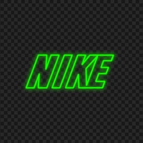 HD Green Outline Neon Nike Text Logo PNG