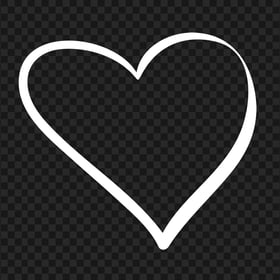 HD White Outline Heart Hand Drawn PNG