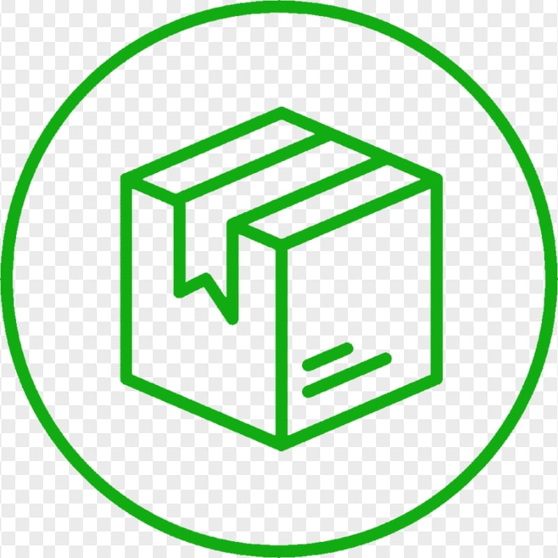 Logistics Parcel Green Box Package Round Icon Download PNG