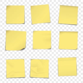 Group Of Yellow Paper Sticky Notes HD PNG