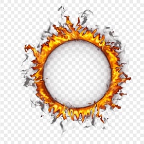 Round Outline Frame Border Fire Flame With Smoke
