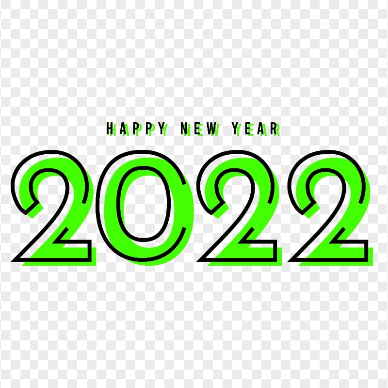 HD Creative Green & Black Happy New Year 2022 PNG