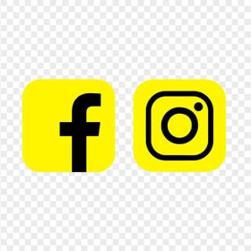HD Facebook Instagram Yellow & Black Square Logos Icons PNG