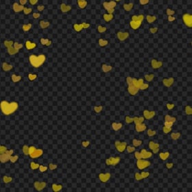 Floating Yellow Bokeh Hearts Background PNG Image