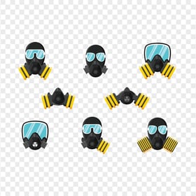 Set Icons Dust Masks Respirator Gas Safety