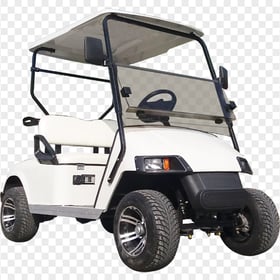 White Golf Buggies Cart Corner Front View