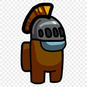 HD Brown Among Us Crewmate Character With Knight Helmet PNG