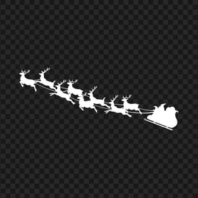 HD White Santa Claus Sleigh And Reindeer Silhouette PNG