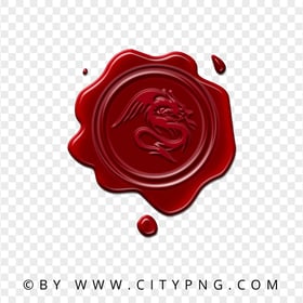 HD Dragon Red Seal Wax Stamp Transparent Background