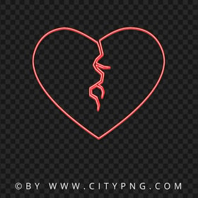 Red Glowing Neon Broken Heart PNG IMG