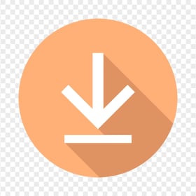 Flat Circle Round Orange Download Button Icon PNG