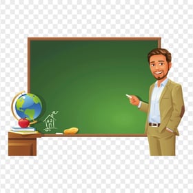 Illustration Cartoon Teacher Blackboard Chalkboard