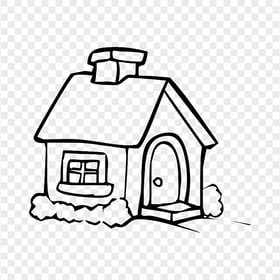 Cartoon Black Outline House PNG Image