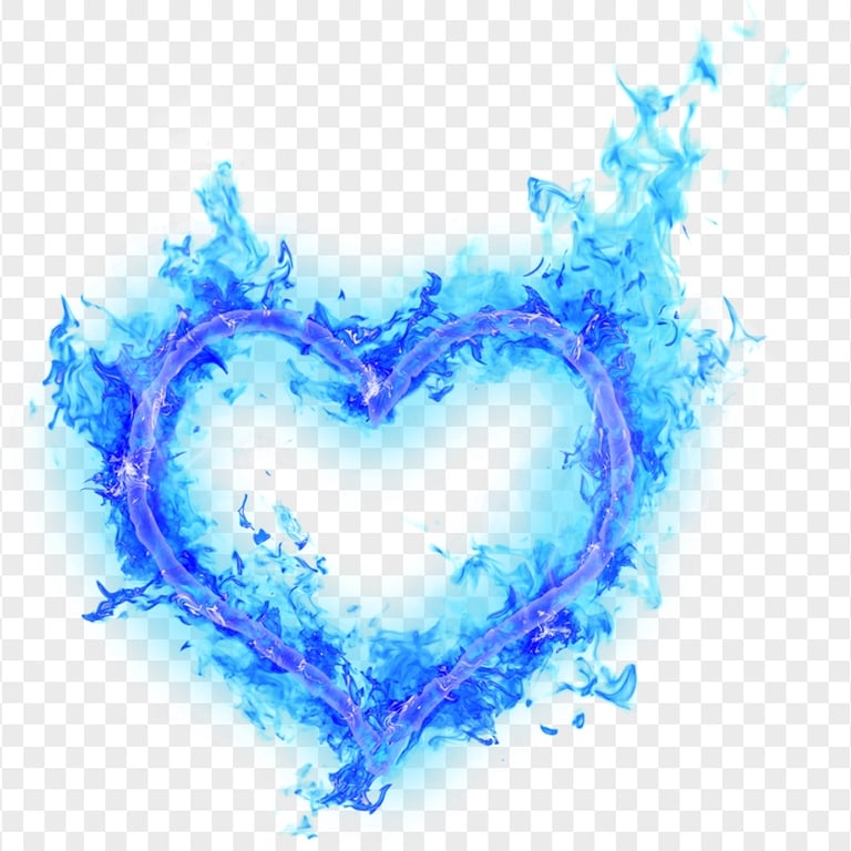 Flamed Outline Heart Blue Fire Border Broken Love