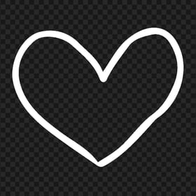 HD White Outline Drawn Heart PNG