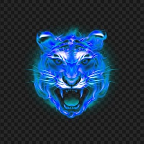 HD PNG Tiger Face Blue Fire Flames