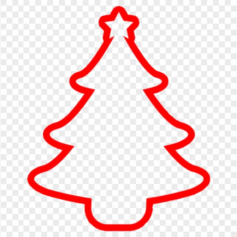 HD Simple Outline Christmas Tree Red Silhouette Icon PNG