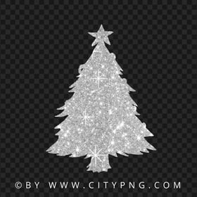 HD Silver Christmas Tree Glitter Silhouette PNG
