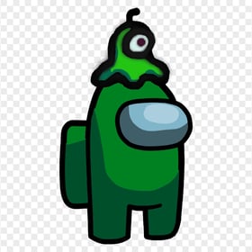 HD Green Among Us Crewmate Character With Brain Slug Hat PNG
