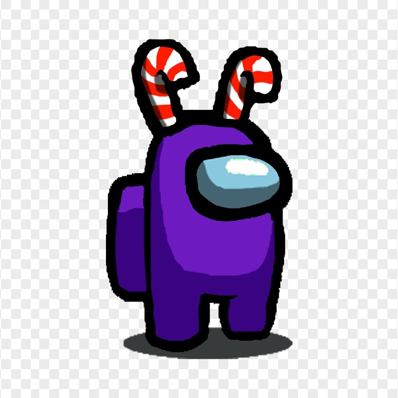 HD Among Us Purple Crewmate Character With Candy Cane Hat PNG