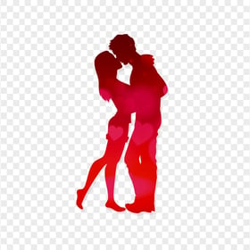 Valentine Kissing Lovely Couple Red Silhouette