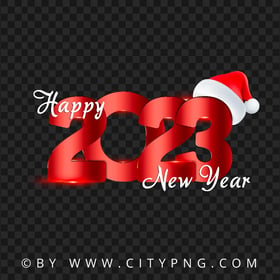 HD PNG 2023 Happy New Year Red Numbers With Santa Hat