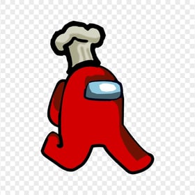 HD Red Among Us Character Walking With Chef Hat PNG