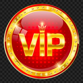Round Gold & Red VIP Medal Logo Label PNG