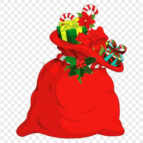 HD Cartoon Clipart Red Santa Christmas Gifts Bag PNG