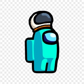 HD Among Us Crewmate Cyan Character With Astronaut Helmet PNG