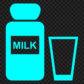 Blue Turquoise Milk Bottle With Glass Icon PNG