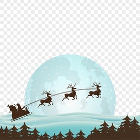 Vector Sleigh Reindeer Silhouette And Moon Illustration