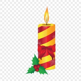 Red & Yellow Illustration Christmas Candle HD PNG