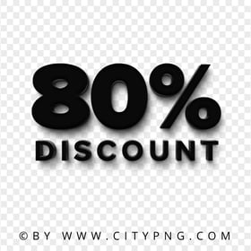 FREE Black Discount 80 Percent Text Logo Sign PNG