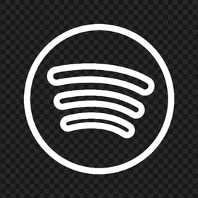 HD Spotify Round Outline White Icon PNG