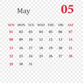 May 2022 Calendar FREE PNG