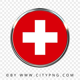 HD Switzerland Swiss Round Metal Framed Flag Icon PNG