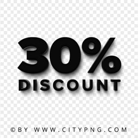 Discount 30 Percent Text Logo Sign Black PNG Image
